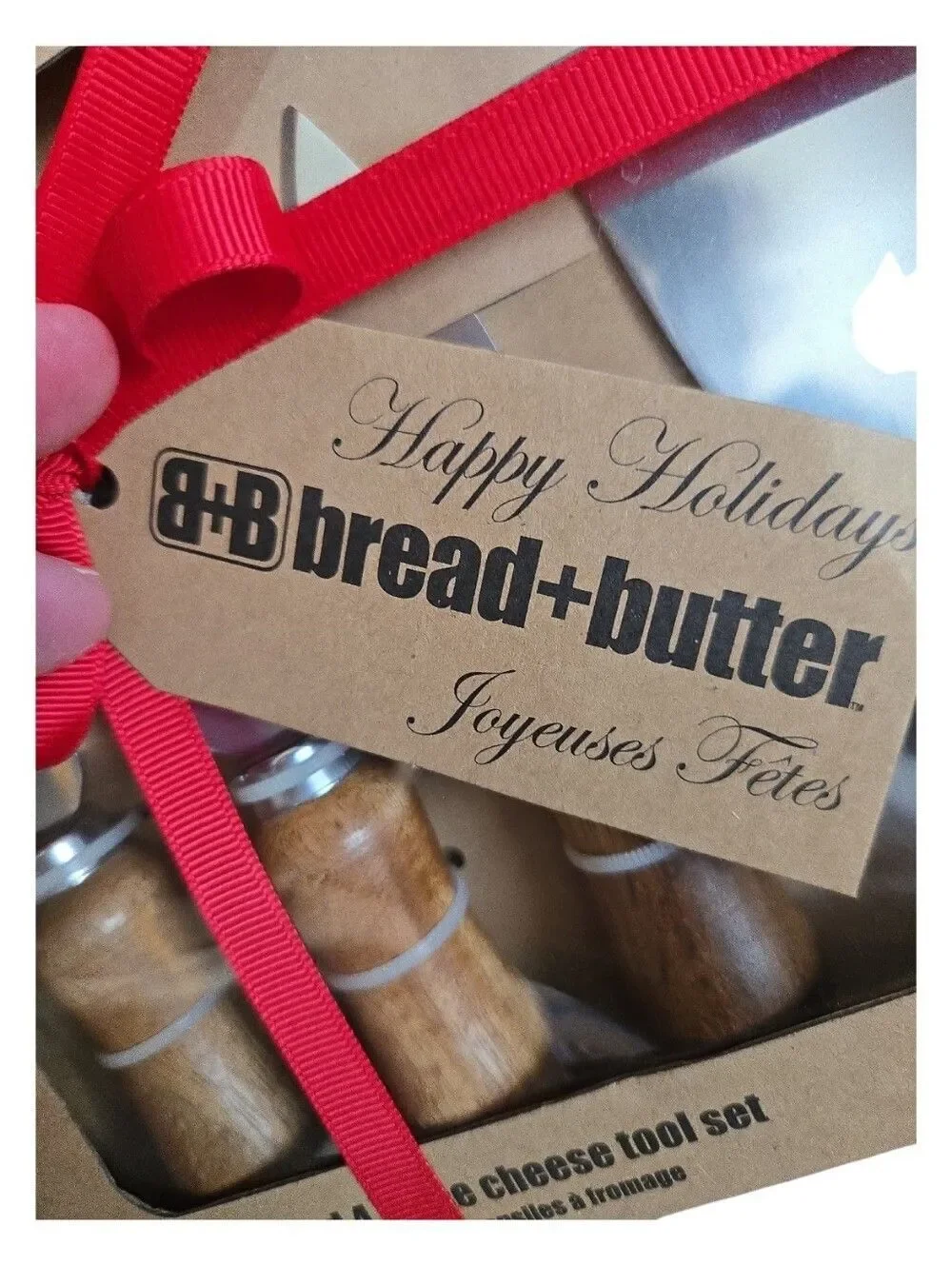 NIB Bread And Butter Brand Four Piece Acacia Wood Chese Knife Set